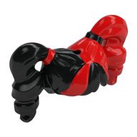 Hair Pigtails High Bouncy and Hole on Top with Red Left Side Print Schwarz
