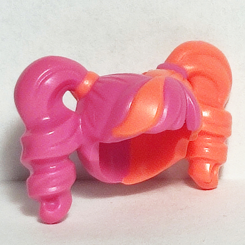 Hair Pigtails High Bouncy and Hole on Top with Coral Left Side Print Dunkelrosa