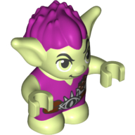 Goblin - Magenta Hair and Tunic - Brown Belt with Pouch and Candy Bar (Roblin) Print Yellowish Green