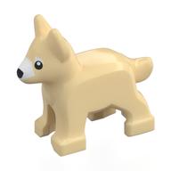 Animal, Dog, Small (Puppy), Alsatian / German Shepherd (Police Dog) with Black Eyes and White Muzzle Print Beige