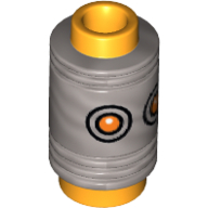 Minifig Head Special, Bright Light Orange Pencil Top with Ferrule and Orange Eyes Print Flat Silver