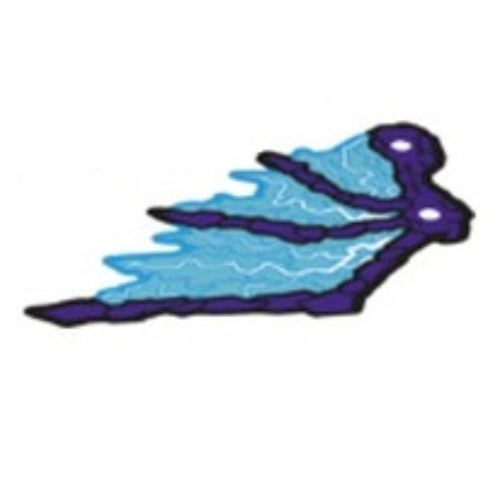 Wing, with Dark Purple Bony Spines and Light Aqua Electric Veins Print Trans-Clear