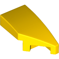 Brick Wedged, Curved 2 × 1 with Stud Notch Right Yellow