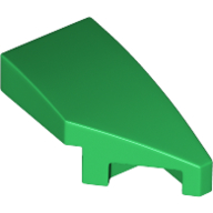 Brick Wedged, Curved 2 × 1 with Stud Notch Right Green