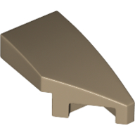 Brick Wedged, Curved 2 × 1 with Stud Notch Right Dark Tan