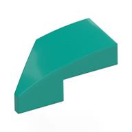 Brick Wedged, Curved 2 × 1 with Stud Notch Right Dark Turquoise