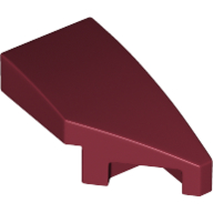Brick Wedged, Curved 2 × 1 with Stud Notch Right Dark Red