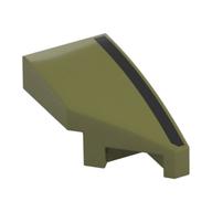 Brick Wedged, Curved 2 × 1 with Stud Notch Right with Black Stripe print Olive Green