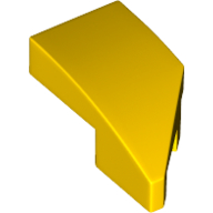 Brick Wedged, Curved 2 × 1 with Stud Notch Left Yellow