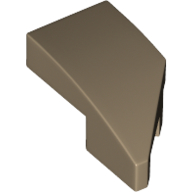 Brick Wedged, Curved 2 × 1 with Stud Notch Left Dark Tan