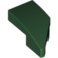 Brick Wedged, Curved 2 × 1 with Stud Notch Left Dark Green