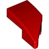 Brick Wedged, Curved 2 × 1 with Stud Notch Left Red