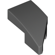 Brick Wedged, Curved 2 × 1 with Stud Notch Left Dark Bluish Gray
