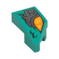Brick Wedged, Curved 2 × 1 with Stud Notch Left with Orange Eye, Silver Armor Plating print Dunkeltürkis