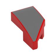 Brick Wedged, Curved 2 × 1 with Stud Notch Left with Dark Bluish Grey Surface print Red