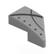 Brick Wedged, Curved 2 × 1 with Stud Notch Left with Black Lines, Dots print Light Bluish Gray