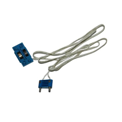 Wire with 2-Prong Connector Rounded Wide Long with Cross-Cut Pins and Train Track Contact Base, 97cm Blue