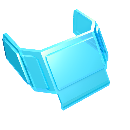Glass for Train Front Sloping Top Trans-Light Blue