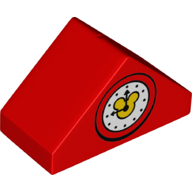 Duplo Brick 4 × 2 Double Slope 45° with Clock and Mickey Mouse Logo Print Rot