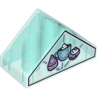 Duplo Brick 4 × 2 Double Slope 45° with Cup and Two Cakes Print Transparent-Hellblau