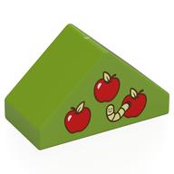 Duplo Brick 4 × 2 Double Slope 45° with Apples print Lime