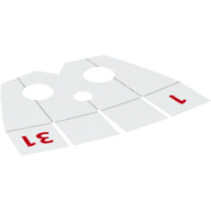 Neckwear Cape Collar, Square with Red '1' and '31' Print Weiß