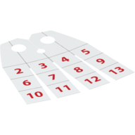 Neckwear Cape, Four Slits with Red '2' to '13' (Calendar) Print White
