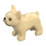 Animal, Dog, French Bulldog, Grumpy Face with Black Nose and Mouth, White Spot on Forehead Print Beige