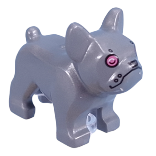 Animal, Dog, French Bulldog, Grumpy Face with Robot Plating, Pink Eyes Print Flat Silver