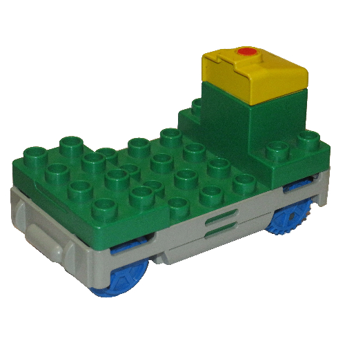 Duplo Train Locomotive Base with Battery Compartment, Light Gray Base and Blue Wheels Green