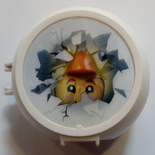 Pod, Round, Half Front with Hatching Egg with Chicken Figure Sticker White