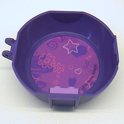 Pod, Round, Half, Back with 1 × 2 Plate Lavender with Stars and Hearts Sticker Dunkellila