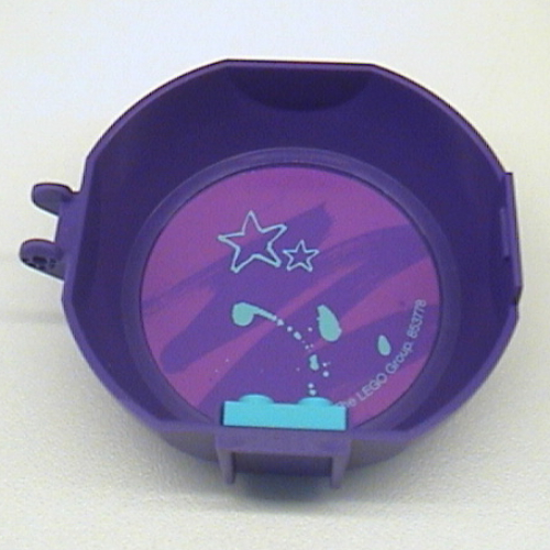Pod, Round, Half, Back with 1 × 2 Plate Medium Azure with Stars Sticker Dunkellila