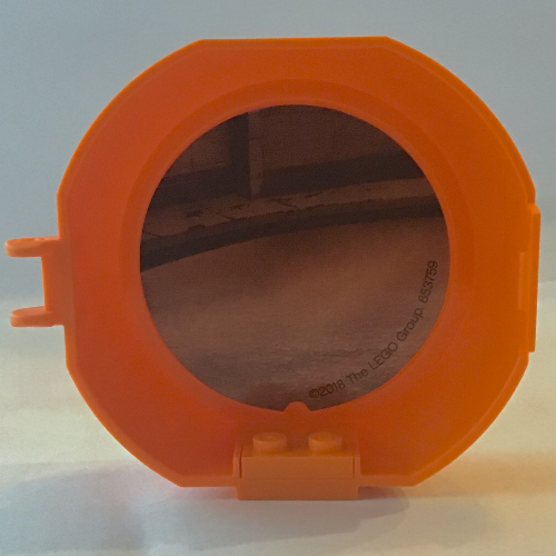 Pod, Round, Half, Back with 1 × 2 Plate Orange with Dojo Sticker Orange