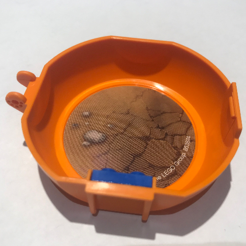 Pod, Round, Half, Back with 1 × 2 Plate Blue with The LEGO Movie 2 Sticker Orange