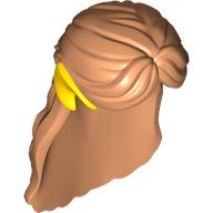 Hair Long with Parted Bangs, Partly Braided with Yellow Elf Ears and Silver Flower Hairclip Print Nougat