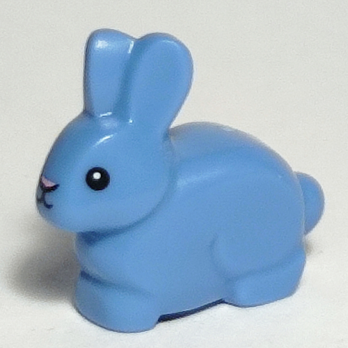 Animal, Rabbit / Bunny with Black Eyes and Mouth - Pink Nose Print Medium Blue