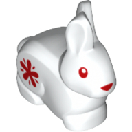 Animal, Rabbit / Bunny with Red Nose / Eyes, Red Star on Side print Weiß
