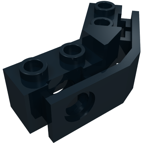 Technic Brick 1 × 2 - 1 × 2 Angled with Bumper Holder [Closed Front] Schwarz