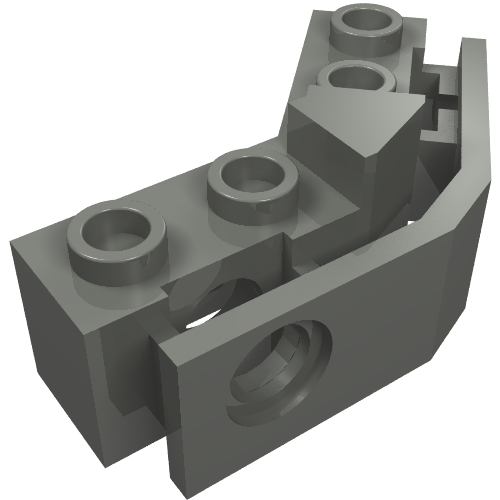Technic Brick 1 × 2 - 1 × 2 Angled with Bumper Holder [Closed Front] Dunkelblaugrau