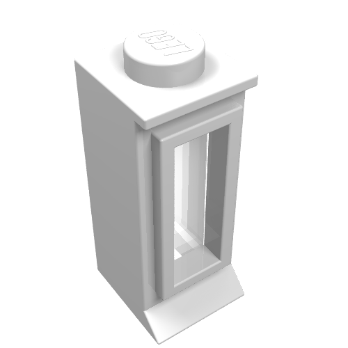 Window 1 × 1 × 2, Extended Lip, Solid Stud [with Glass] Weiß