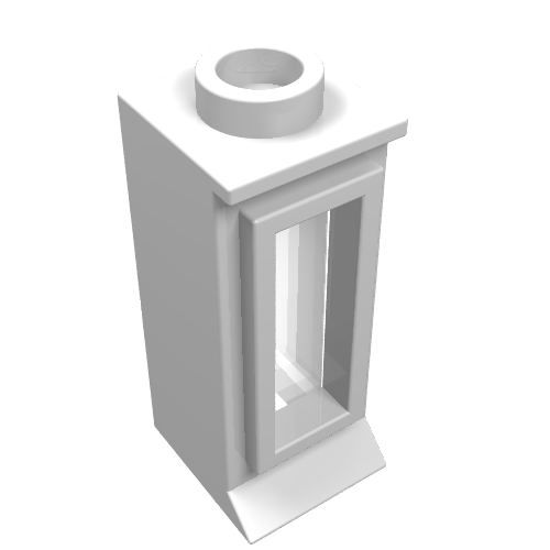 Window 1 × 1 × 2, Extended Lip, Hollow Stud [with Glass] White