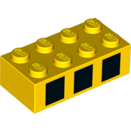 Brick 2 × 4 with Three Black Squares Print Yellow