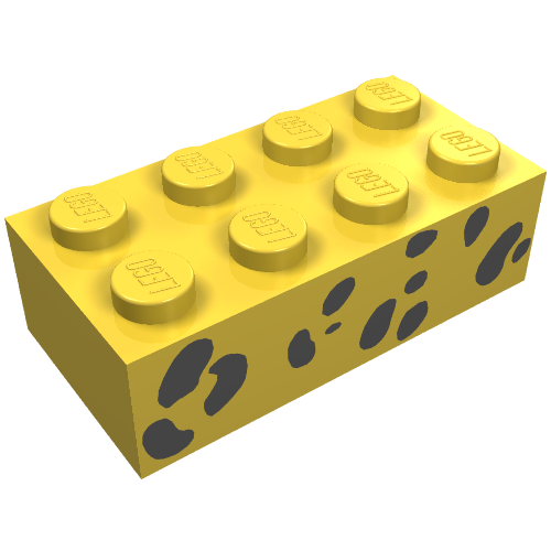 Brick 2 × 4 with Black Random Spots Print Yellow