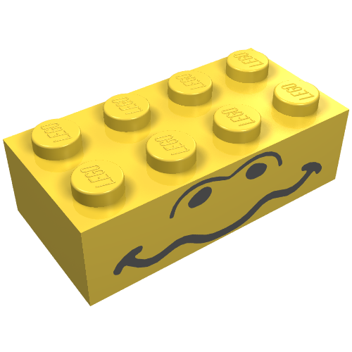 Brick 2 × 4 with Wavy Mouth and Eyes Print