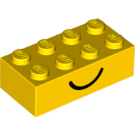 Brick 2 × 4 with Smile and Frown Print on Opposite Sides