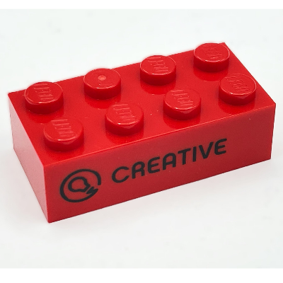 Brick 2 × 4 with 'CREATIVE' and Icon / 'CREATIVA' Print Red