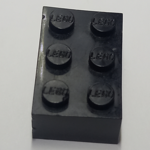 Brick 2 × 3 without Cross Supports and Old Logo on Studs Schwarz