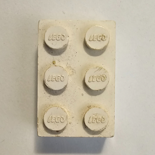 Brick 2 × 3 without Cross Supports and Old Logo on Studs Weiß