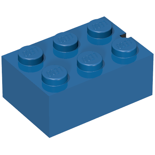 Brick 2 × 3 without Bottom Tubes, Slotted (with 1 slot) Blau